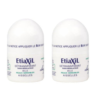 ETIAXIL UNPERSPIRANT ROLL-ON TREATMENT FOR ARMPITS SENSITIVE SKINS 15ML PACK OF 2PCS