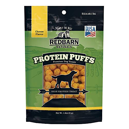 Redbarn Protein Puffs for Dogs (Peanut Butter, Cheese), A Human-Grade High-Protein Training Treat or Food Topper, Made in The USA