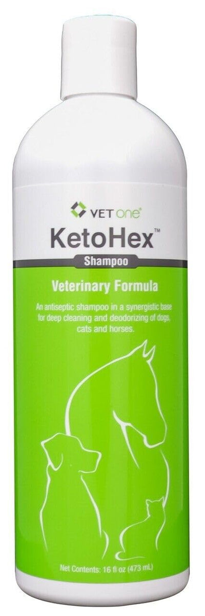 KetoHex Cat and Dog Shampoo - 16 oz Anti Bacterial Cat & Dog Flea And Tick Treatment, For Sensitive Skin Infections & Lesions, Protects & Moisturizes, Antifungal Treatment For Dogs & Cats - VetOne