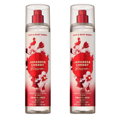 Bath & Body Works Japanese Cherry Blossom Fine Fragrance Mist, Body Spray & Perfume for Women, Long-Lasting Personal Fragrance, Iconic Floral Scent, 8 fl oz - 2 Pack