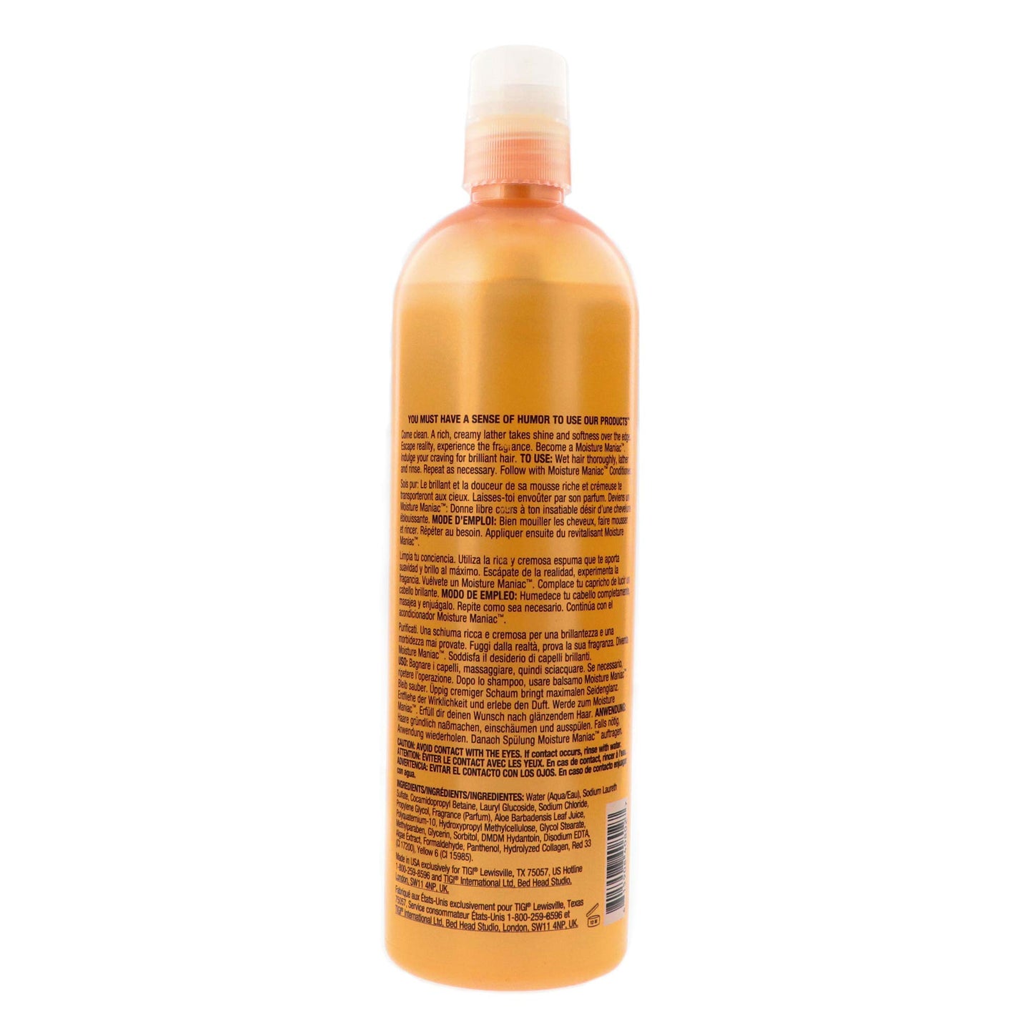 TIGI Bed Head Moisture Maniac Shampoo - For Lightweight Moisture, Replensishes Shine & Smoothness, Moisturizes Hair, For All Hair Types, 25.36 oz (Pack of 1)