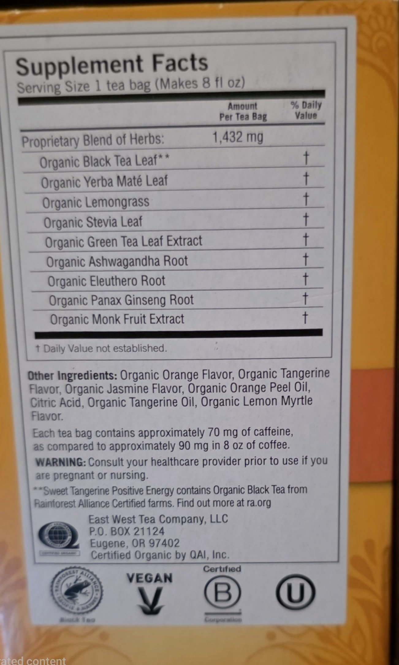 Yogi Tea,16 Tea Bags (Sweet Tangerine Positive Energy, 1 Pack)