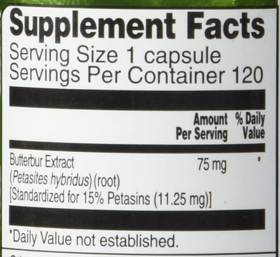 Vitacost Butterbur Extract - Standardized - 75 mg - 120 Capsules