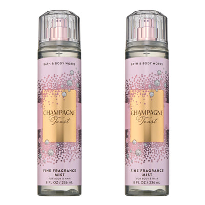 Bath & Body Works Champagne Toast Fine Fragrance Mist, Body Spray & Perfume for Women, Long-Lasting Personal Fragrance, Bubbly Champagne and Sparkling Berry Scent, 8 fl oz - 2 Pack