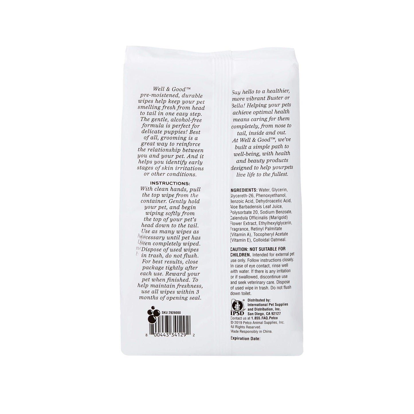Petco Brand - Well & Good Gentle Puppy Grooming Wipes, Pack of 100, 100 CT