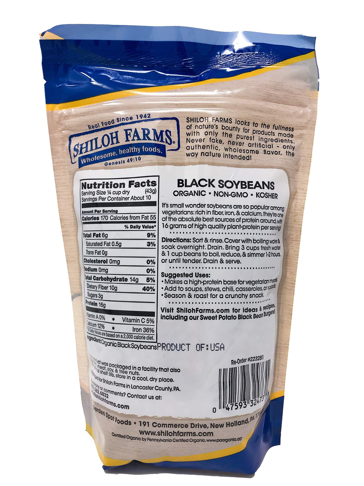 Shiloh Farms Organic Black Soybeans - 15 oz